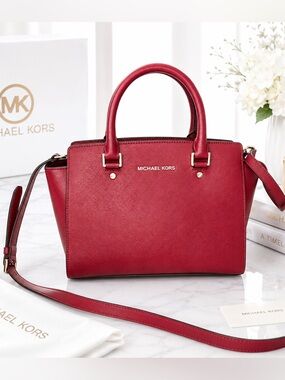 Michael Kors Red Saffiano Leather Satchel (NWOT)_(#0166)